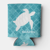 Wit Zee Schildpad Aqua Zee Glas Jouw tekst Blikjeskoeler (Voorkant)