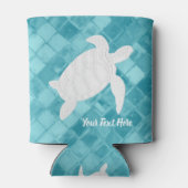 Wit Zee Schildpad Aqua Zee Glas Jouw tekst Blikjeskoeler (Achterkant)