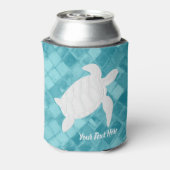 Wit Zee Schildpad Aqua Zee Glas Jouw tekst Blikjeskoeler (Blikje Achterkant)