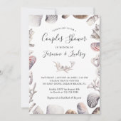 Wit Zee Shell Strand Bruiloft Koppels Douche Kaart (Voorkant)