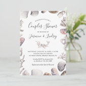 Wit Zee Shell Strand Bruiloft Koppels Douche Kaart (Staand voorkant)