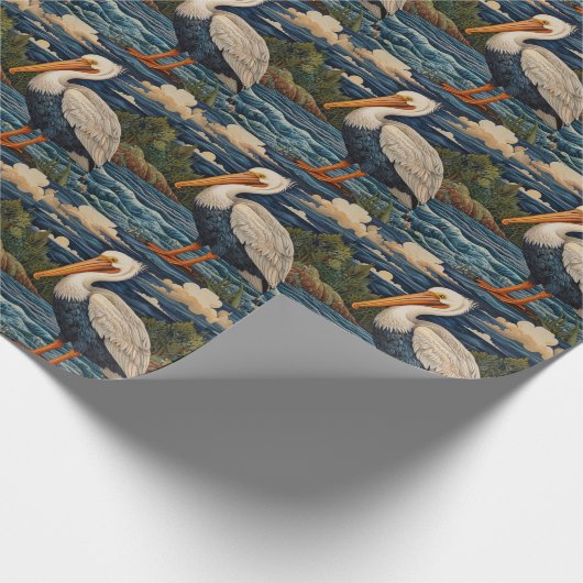  wit zee vogel zeemeeuw pelikaan cadeaupapier (Hoek)