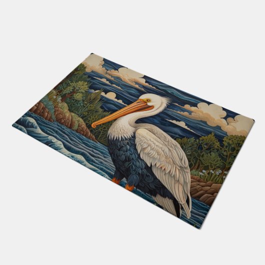  wit zee vogel zeemeeuw pelikaan deurmat (Schuin)