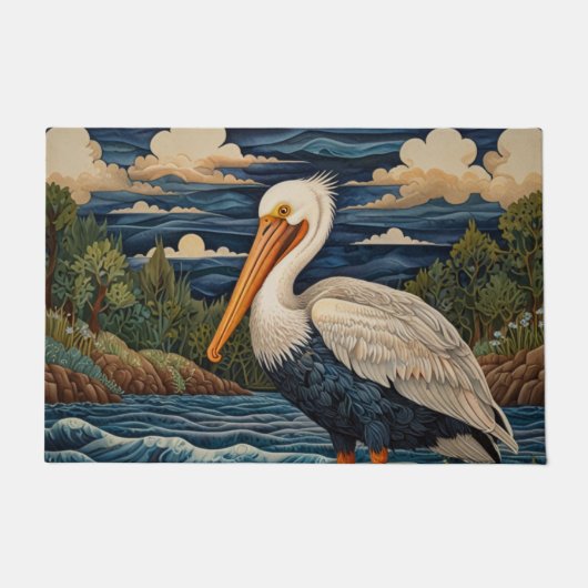  wit zee vogel zeemeeuw pelikaan deurmat (Voorkant)