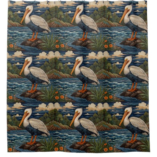  wit zee vogel zeemeeuw pelikaan douchegordijn (Voorkant)