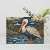 wit zee vogel zeemeeuw pelikaan kaart (Staand voorkant)