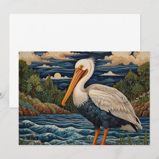 wit zee vogel zeemeeuw pelikaan kaart (Voorkant / Achterkant)