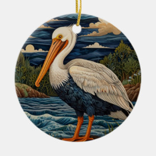 wit zee vogel zeemeeuw pelikaan keramisch ornament