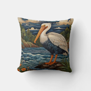 wit zee vogel zeemeeuw pelikaan kussen