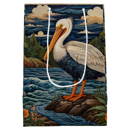  wit zee vogel zeemeeuw pelikaan medium cadeauzakje (Achterkant)