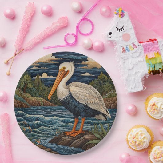  wit zee vogel zeemeeuw pelikaan papieren bordje (Feest)