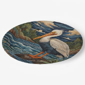 wit zee vogel zeemeeuw pelikaan papieren bordje (Gekanteld)