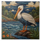  wit zee vogel zeemeeuw pelikaan tegeltje (Voorkant)