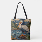  wit zee vogel zeemeeuw pelikaan tote bag (Achterkant)