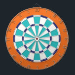 Wit, zeemacht, Turquoise en Sinaasappel Dartbord<br><div class="desc">Wit,  zeemacht,  Turquoise en Oranje gekleurd kunstspel,  met inbegrip van 6 messenmakertjes</div>