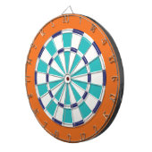 Wit, zeemacht, Turquoise en Sinaasappel Dartbord (Voorkant Rechts)