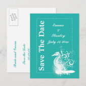 Wit zeepaardlicht zee groene zomerbruiloft aankondigingskaart (Voorkant / Achterkant)