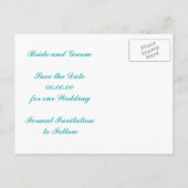 Wit zeepaardlicht zee groene zomerbruiloft aankondigingskaart (Achterkant)