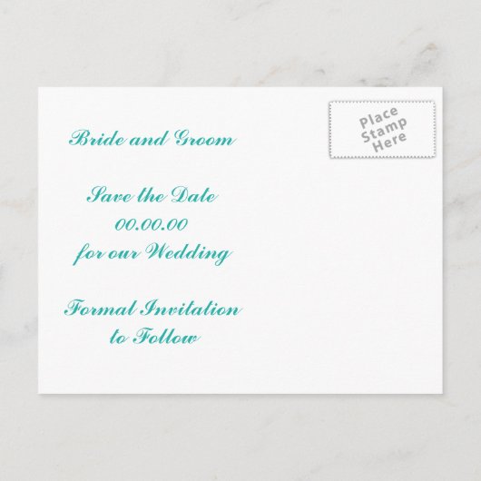 Wit zeepaardlicht zee groene zomerbruiloft aankondigingskaart (Achterkant)