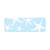 Wit zeesterren patroon op lichtblauw. etiket (Voorkant)