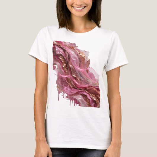 Wit zilver ABSTRACTE KUNST Modeprint T-shirt (Voorkant)