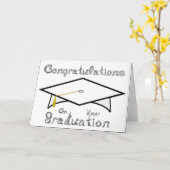 Wit & Zilver Afstudeerder Pet Printable Party Pet  Kaart (Gele Bloem)