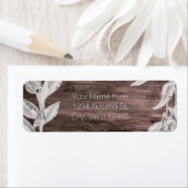 Wit & Zilver Bladeren & Rustiek Hout Elegant Etiket (Insitu)