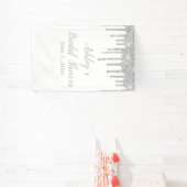 Wit & Zilver Bruiloft Feest Achtergrond Foto Booth Spandoek (Insitu)