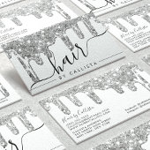Wit Zilver Chunky Glitter Dikke Drips Haar Visitekaartje
