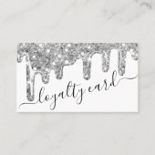 Wit zilver chunky glitter dikke druppels loyalitei klantenkaartje (Voorkant)