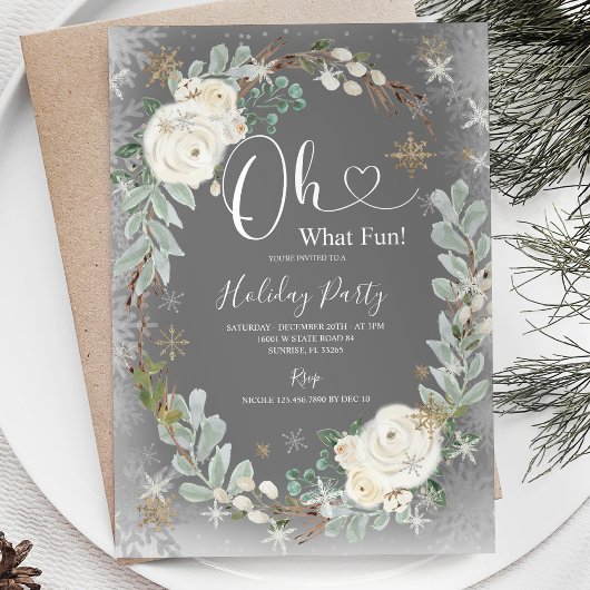 Wit Zilver Elegante Kerstvakantie Winter Kaart