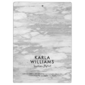 Wit Zilver Faux Marmer Klembord (Achterkant)