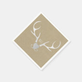 Wit Zilver gewei & Bruin Rustiek Huwelijk Servet (Hoek)