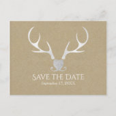 Wit Zilver gewei & wenkbrauwpapier Bewaar de datum Aankondigingskaart (Voorkant)