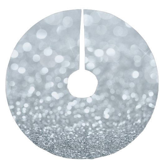 Wit Zilver Glitter Bokeh Glam Sparkle Glittery Kerstboom Rok (Voorkant)