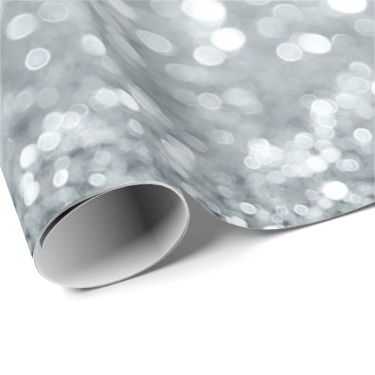 Wit Zilver Glitter Bokeh Glam Sweet 16 Party Cadeaupapier (Rol Hoek)