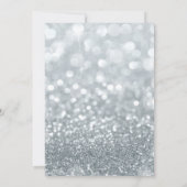 Wit Zilver Glitter Bokeh Glam Sweet 16 Party Kaart (Achterkant)