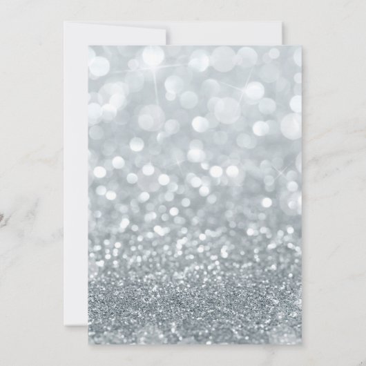 Wit Zilver Glitter Bokeh Glam Sweet 16 Party Kaart (Achterkant)