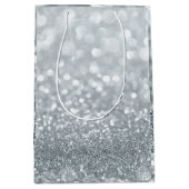 Wit Zilver Glitter Bokeh Glam Sweet 16 Party Medium Cadeauzakje (Voorkant)