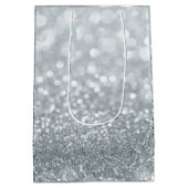 Wit Zilver Glitter Bokeh Glam Sweet 16 Party Medium Cadeauzakje (Achterkant)
