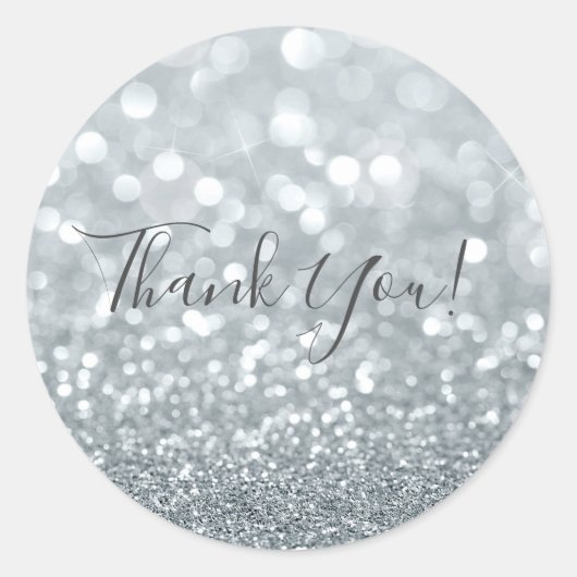 Wit Zilver Glitter Bokeh Glam Sweet 16 Party Ronde Sticker (Voorkant)