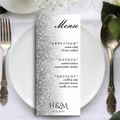 Wit & Zilver Glitter Diner Bruiloft Receptie Menu