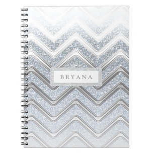 Wit & Zilver Glitter Glans Modern Notitieboek