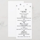 Wit & Zilver Glitter Stippen Modern Trouwmenu Menu (Voorkant / Achterkant)