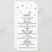 Wit & Zilver Glitter Stippen Modern Wedding Menu (Voorkant / Achterkant)