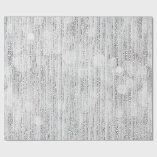 Wit Zilver Glittery Sparkle Roze Harten Cadeaupapier (Vlak)