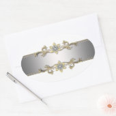 Wit Zilver Goud Jewel Elegant Envelope Seal Ovale Sticker (Envelop)