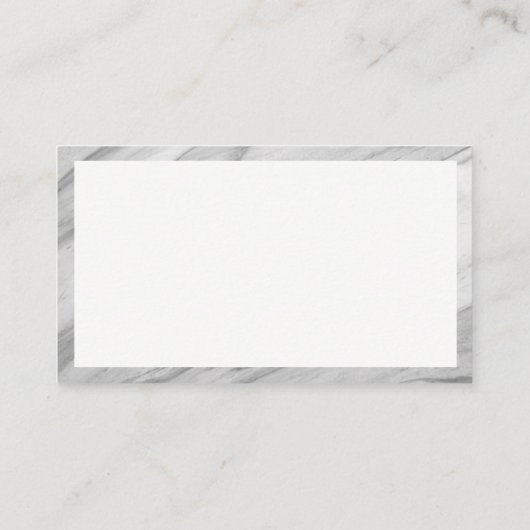 Wit Zilver met Monogram | Marmeren Rand Visitekaartje (Achterkant)