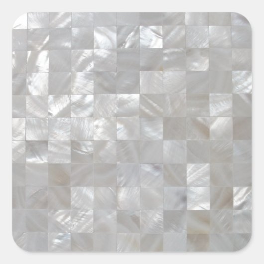 Wit Zilver Moeder van de Parel Print betegeld Vierkante Sticker (Voorkant)