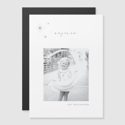 Wit & Zilver Radiant Verheug je op vakantie magnee Magnetische Uitnodiging (Voorkant / Achterkant)